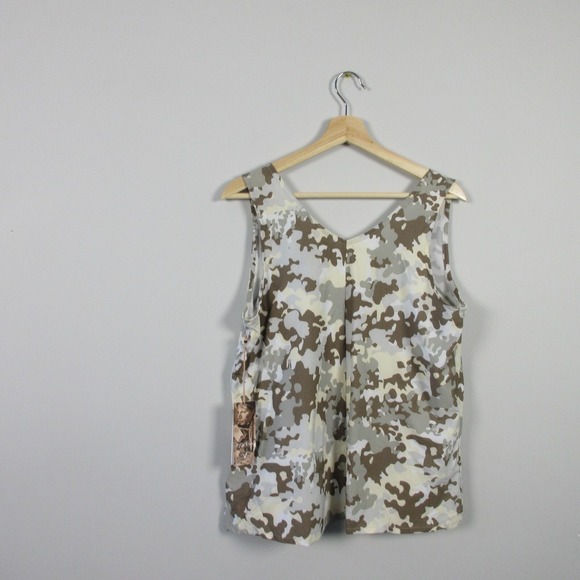 Indyeva Halka II Tank Top Bull Water Camo Women M Green V-Neck Casual Travel 90 - Picture 2 of 11